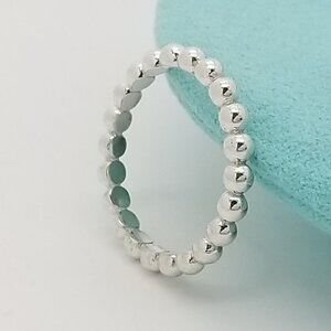 Tiffany & Co. Sterling Silver Ziegfeld Bead Beaded Hardwear Band Ring Size 6